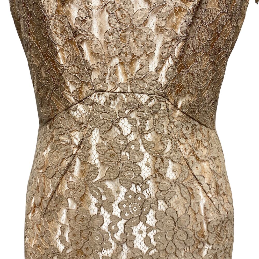 Vintage Womens Homemade Tan Lace Short Sleeve Dress Bolero Jacket Set - Picture 9 of 11